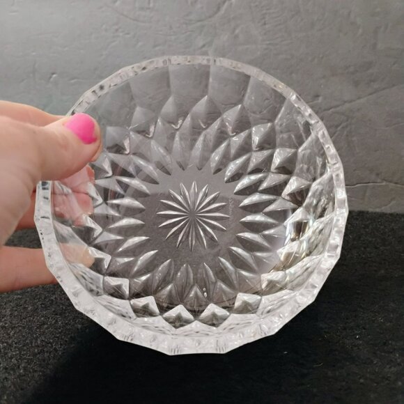 Val St Lambert Crystal Cut Bowl 5" Vintage Glass Dish Starburst Design Signed - Picture 4 of 8